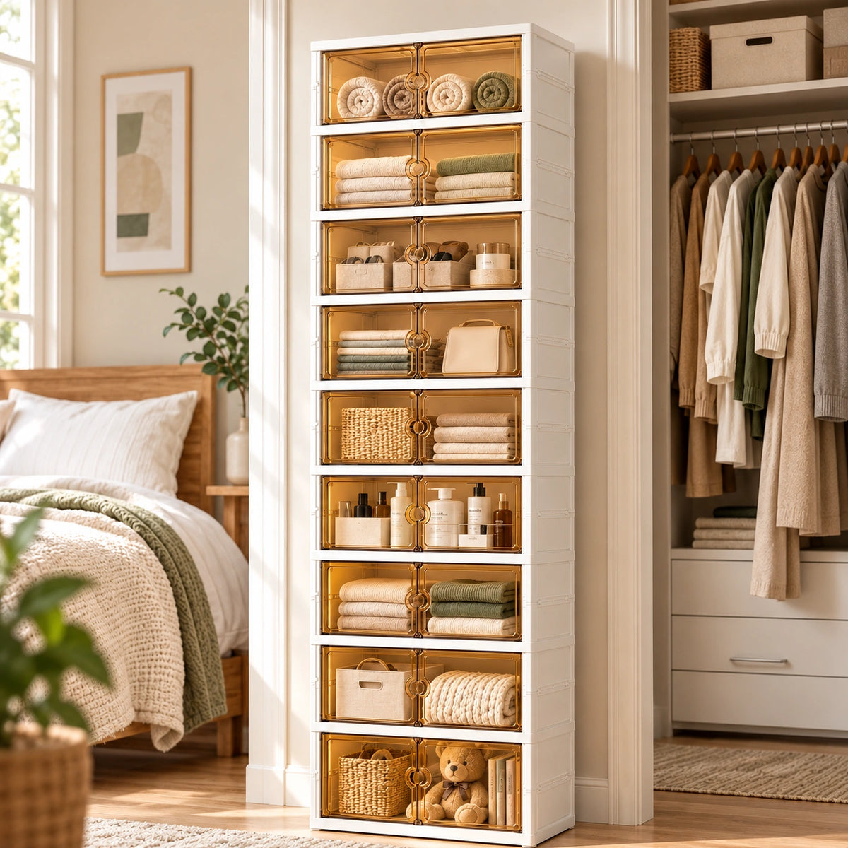 9-Tier Foldable Shoe Storage Cabinet with Clear Magnetic Doors