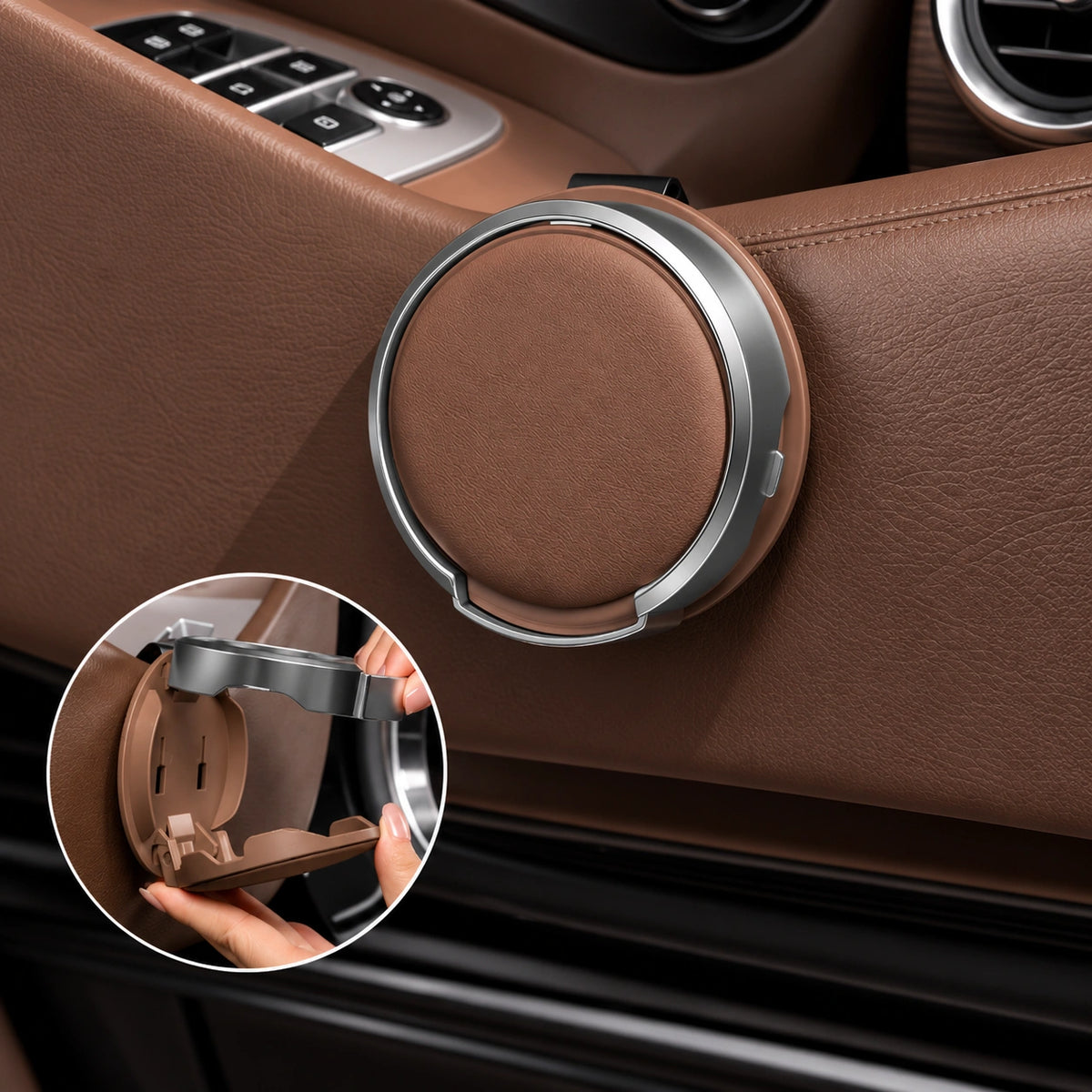 Foldable Car Cup Holder — Door & Headrest Mounts