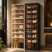 9-Tier Foldable Shoe Storage Cabinet with Clear Magnetic Doors