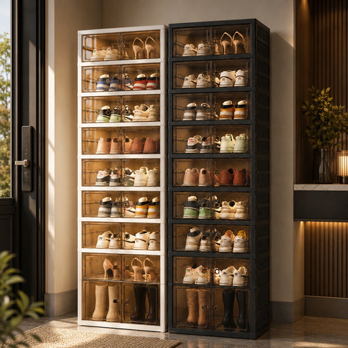 9-Tier Foldable Shoe Storage Cabinet with Clear Magnetic Doors