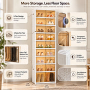 9-Tier Foldable Shoe Storage Cabinet with Clear Magnetic Doors