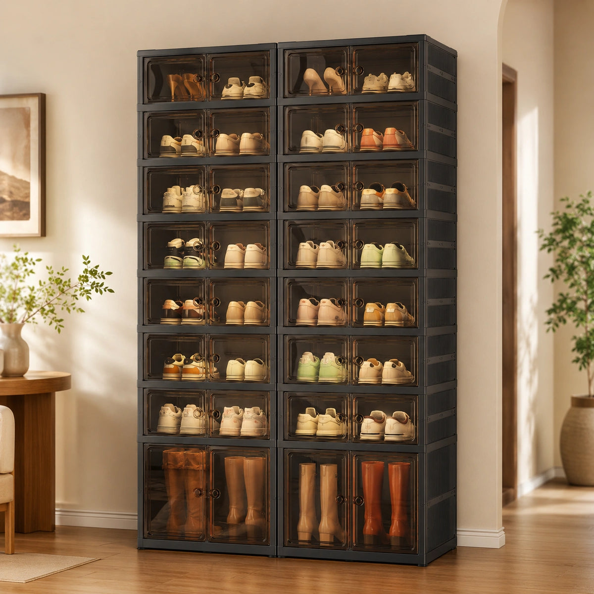 9-Tier Foldable Shoe Storage Cabinet with Clear Magnetic Doors