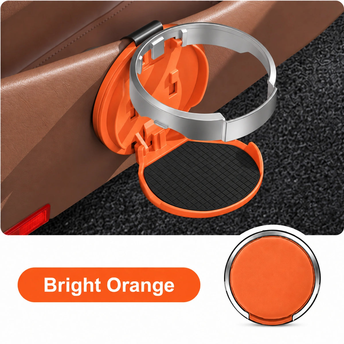 Bright Orange foldable car cup holder - door mount style