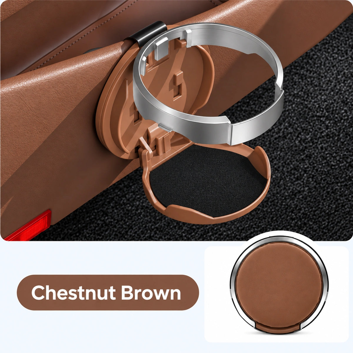 Chestnut Brown foldable car cup holder - door mount style