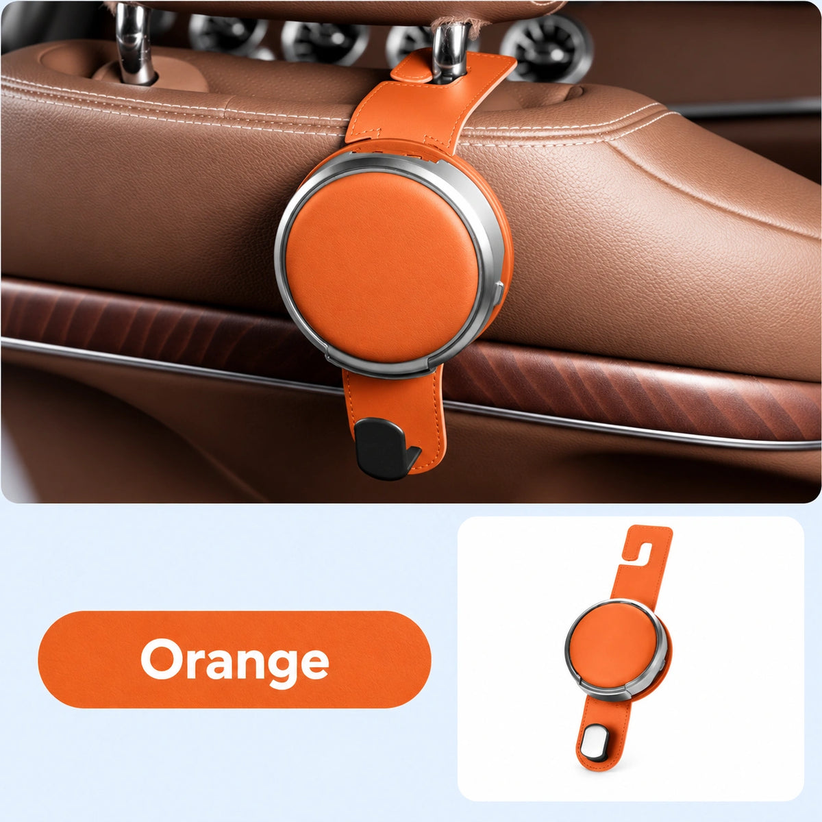 Bright Orange foldable car cup holder - headrest mount style