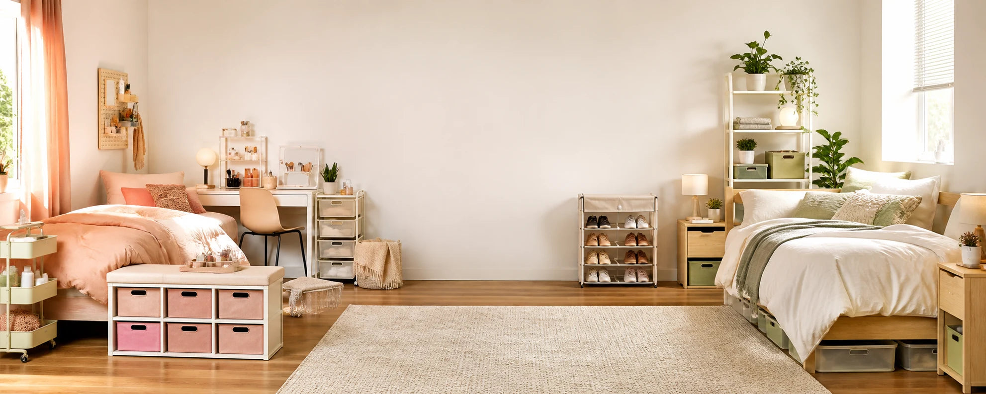 A warm, organized bedroom designed for everyday living